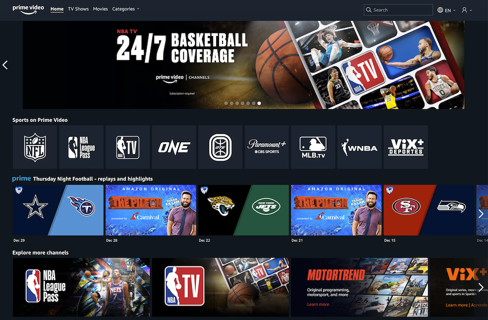 Best Prime Video sports channels