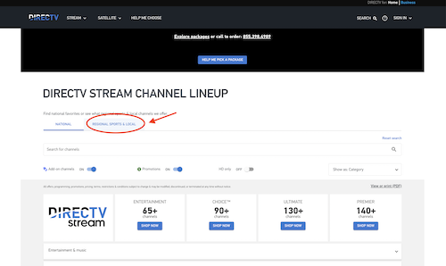 DIRECTV Channel Lineup - Local, RSN & National Networks